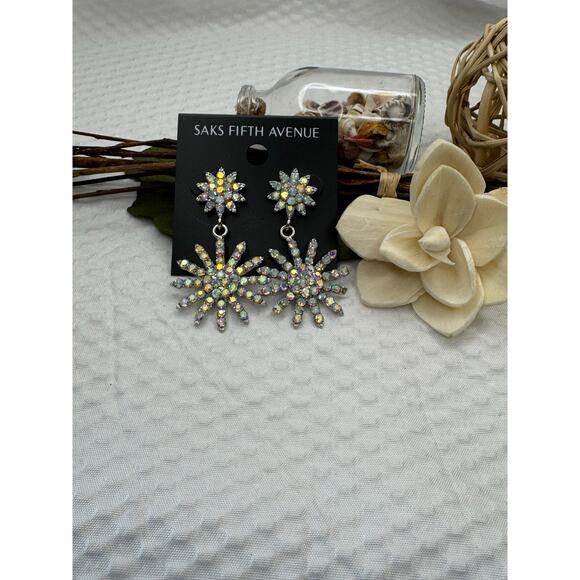 Saks Fifth Avenue Crystal Starburst Drop Earrings – Statement Sparkle! - Picture 3 of 7